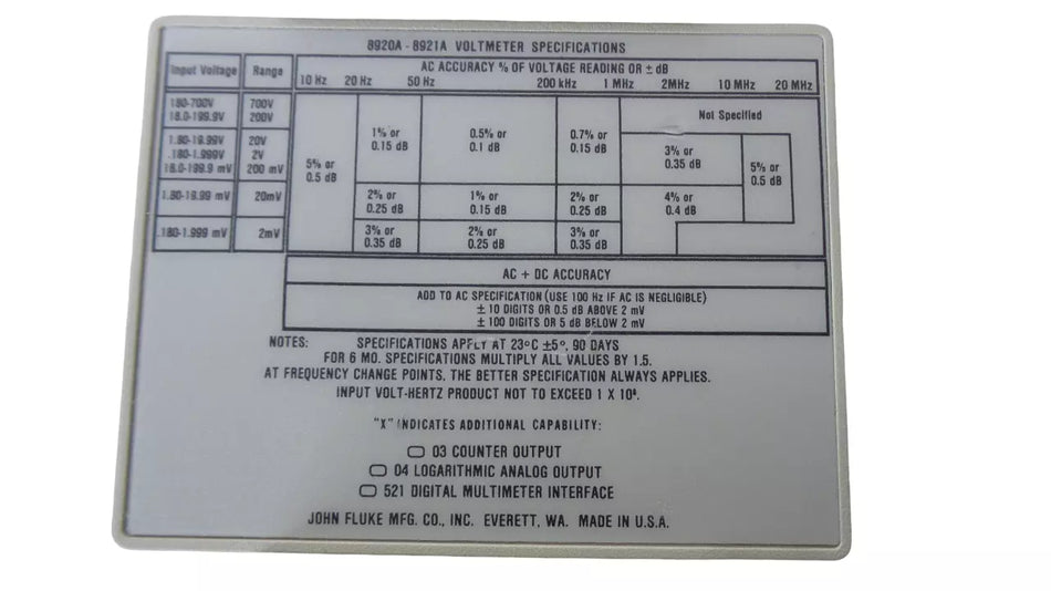 Fluke 8920A True RMS Voltmeter - Premium Quality Measurement Instrument