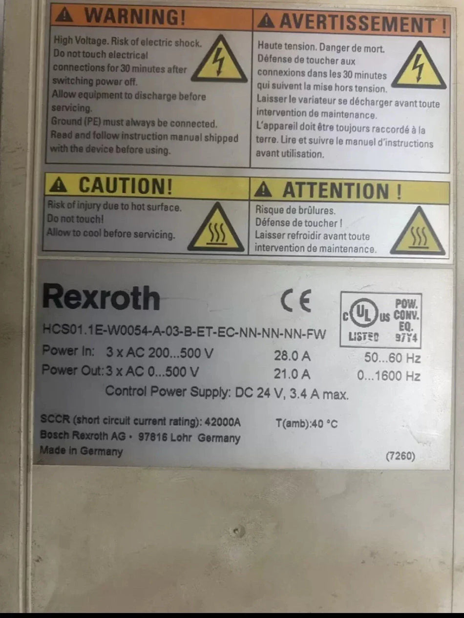 Bosch Rexroth HCS01.1E-W0054-A-03-B-ET-EC-NN-NN-NN-FW Controller