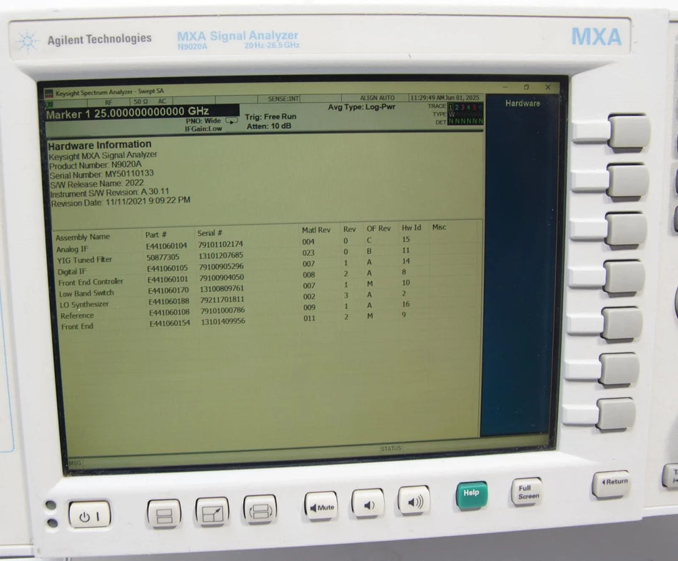 Keysight Agilent N9020A 20 Hz to 26.5 GHz MXA Signal Analyzer with Options
