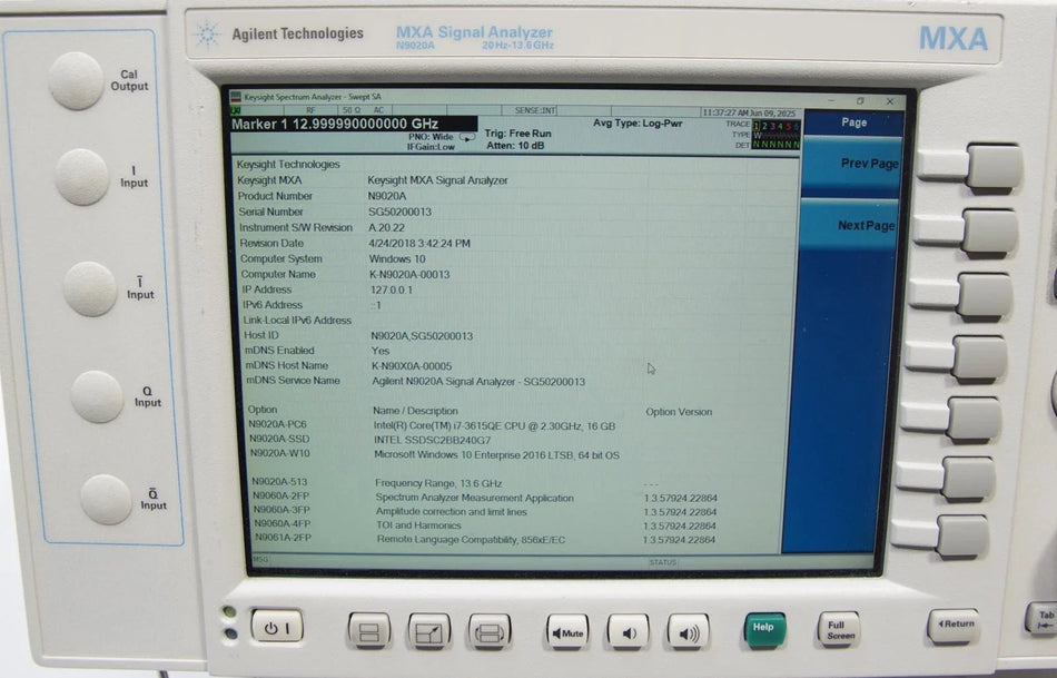 Keysight Agilent N9020A 20 Hz to 13.6 GHz MXA Signal Analyzer with Options