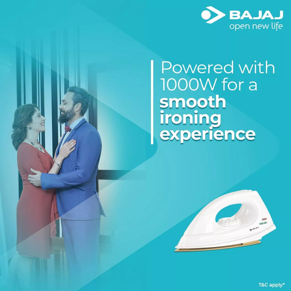 Bajaj 1000W Dx-7 Iron with Advanced Soleplate and Anti-Bacterial Technology