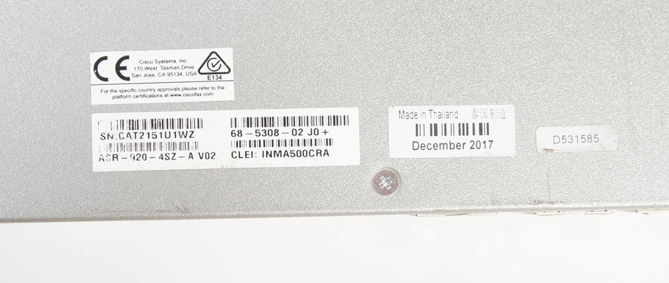 CISCO ASR-920-4SZ-A Aggregation Services Router with MetroIP License