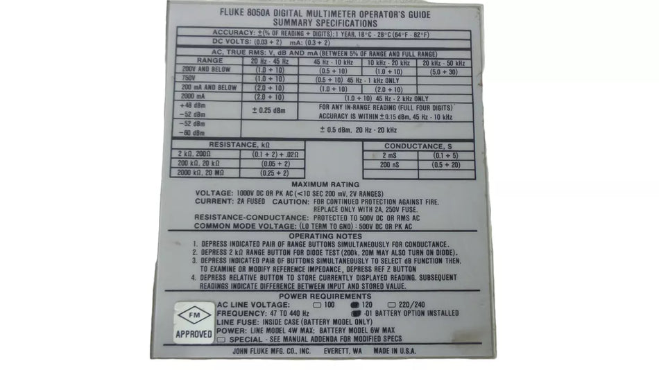 Fluke 8050A Digital Multimeter