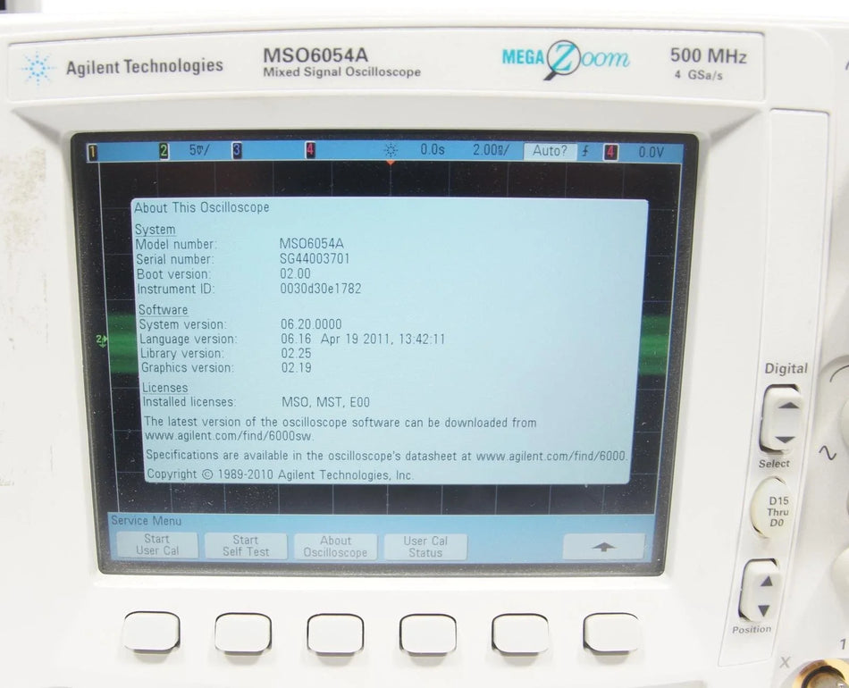 Agilent MSO6054A 500 MHz 3Channel 4 GS/s Mixed Signal Scope OPT MSO MST E00