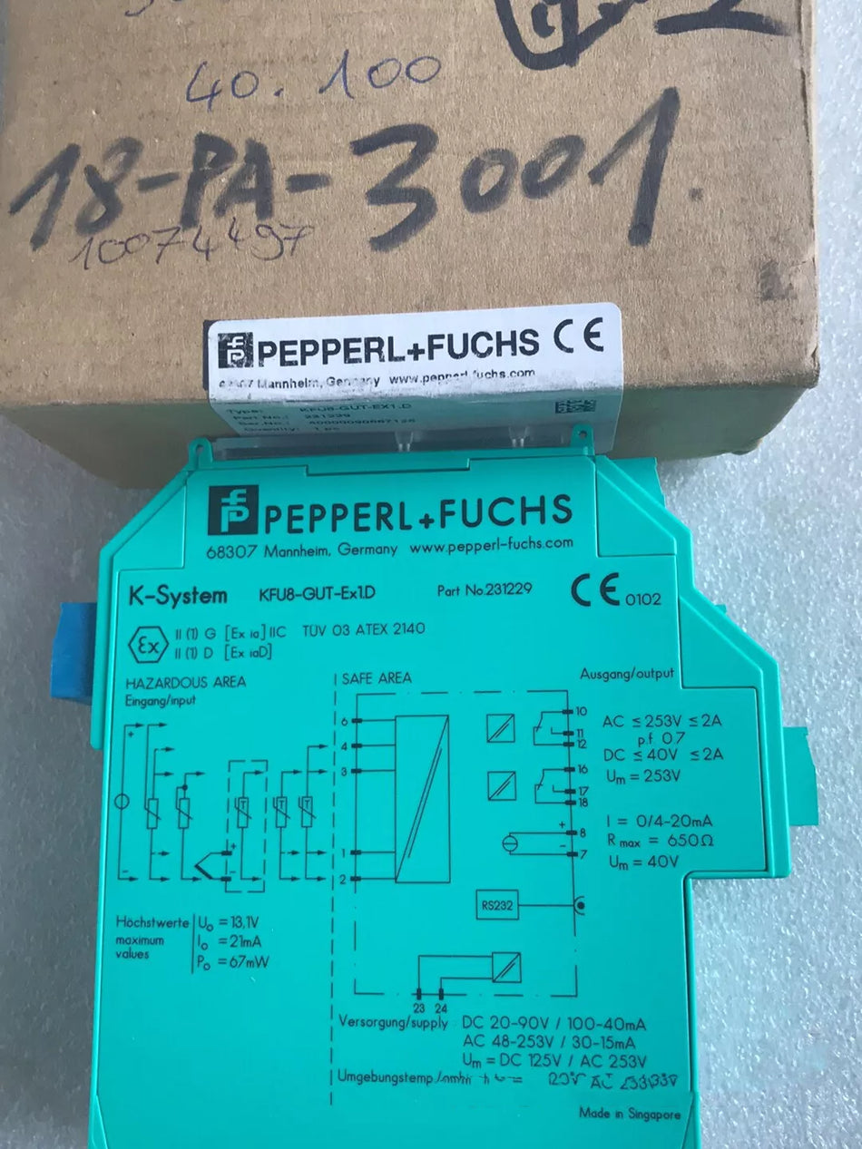 1 PC NEW-OPEN-BOX P+F Safety Barrier KFU8-GUT-EX1.D By DHL OR FedEx#B26Z CL