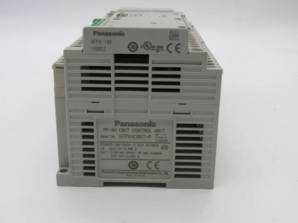 Panasonic FP-XH C60T Control Unit AFPXHC60T-F 100-240V 0.65A 50-60Hz IN 24V