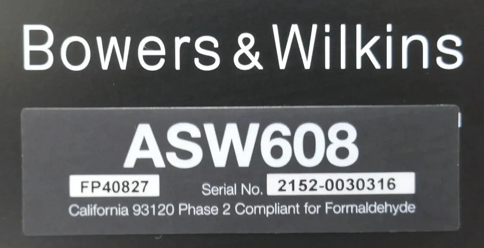 B&W Bowers & Wilkins ASW608 Compact Powered Subwoofer - Free shipping