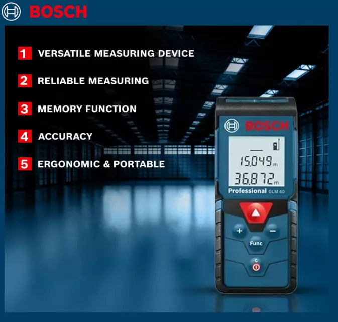 Bosch GLM 40 Laser Distance Measurer Professional Tool ±0.15m, 40m Range
