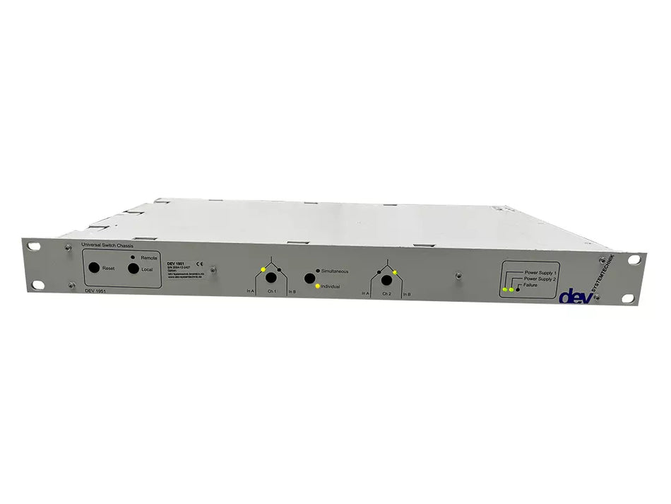 DEV Systemtechnik 1951 Universal Switch Chassis 1RU with 1 DEV 11-0050 SPDT Switch