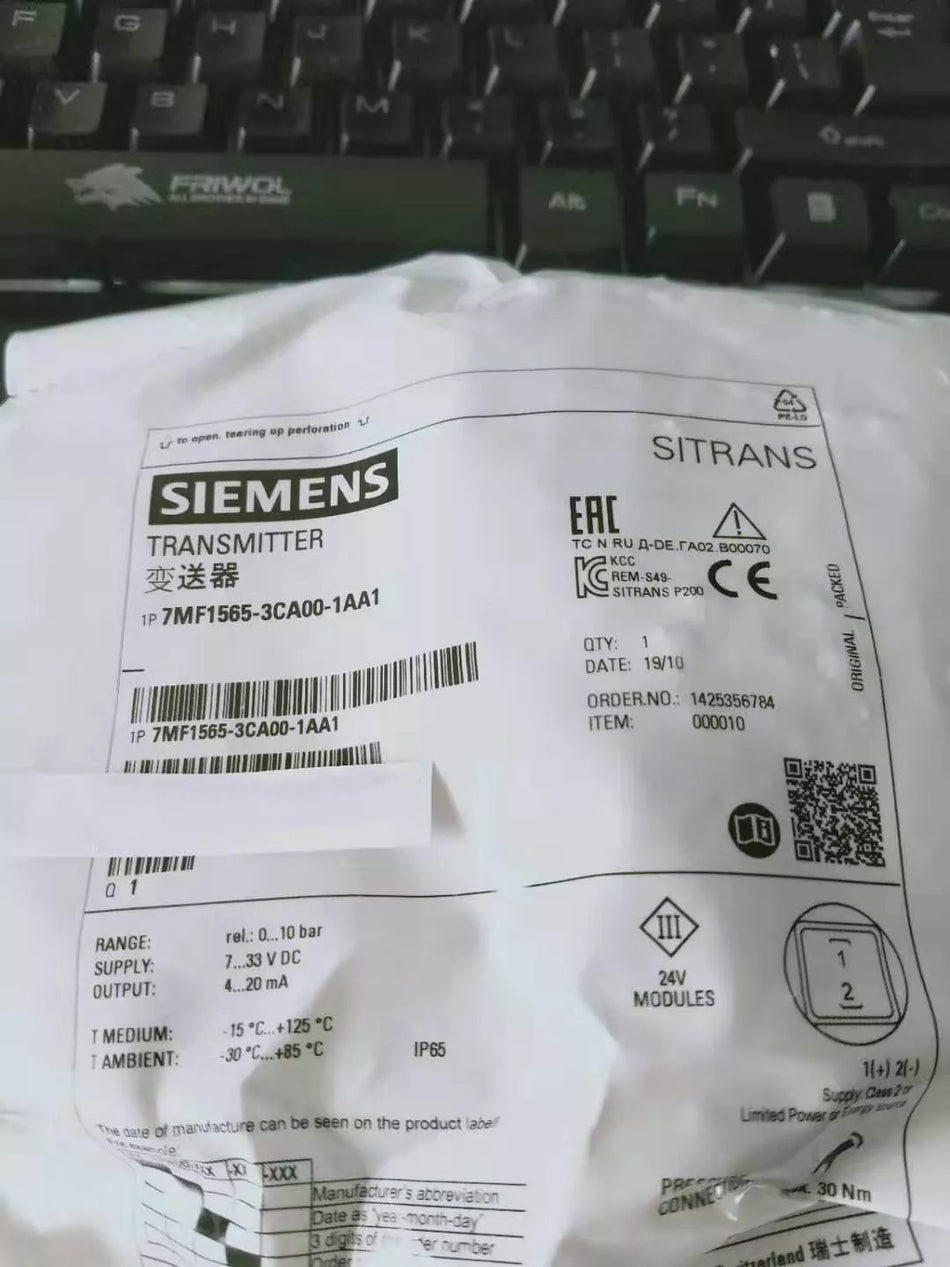 SIEMENS 7MF1565-3CA00-1AA1 Pressure Transmitter with Expedited Shipping