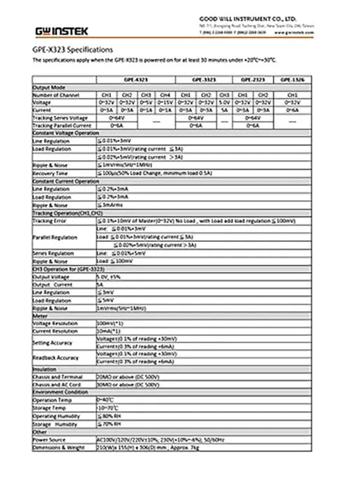 GW Instek GPE-3323 3 Channels, 217W Linear DC Power Supply
