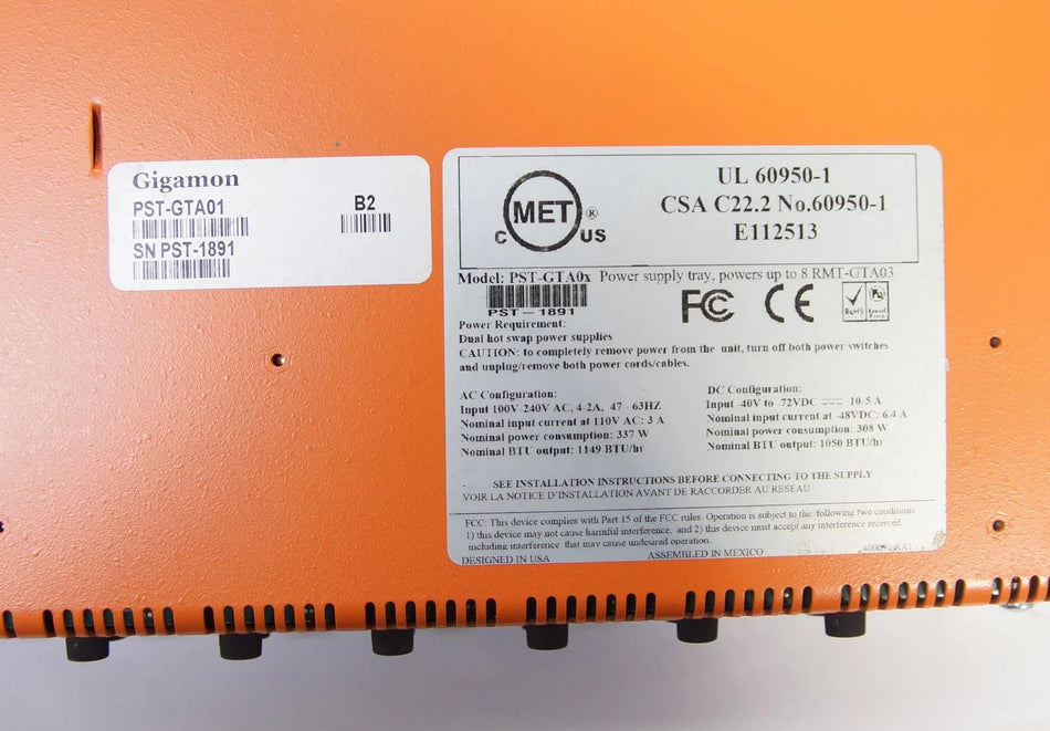 Gigamon PST-GTA01 GTAox Power Supply Tray G-Tap A Series