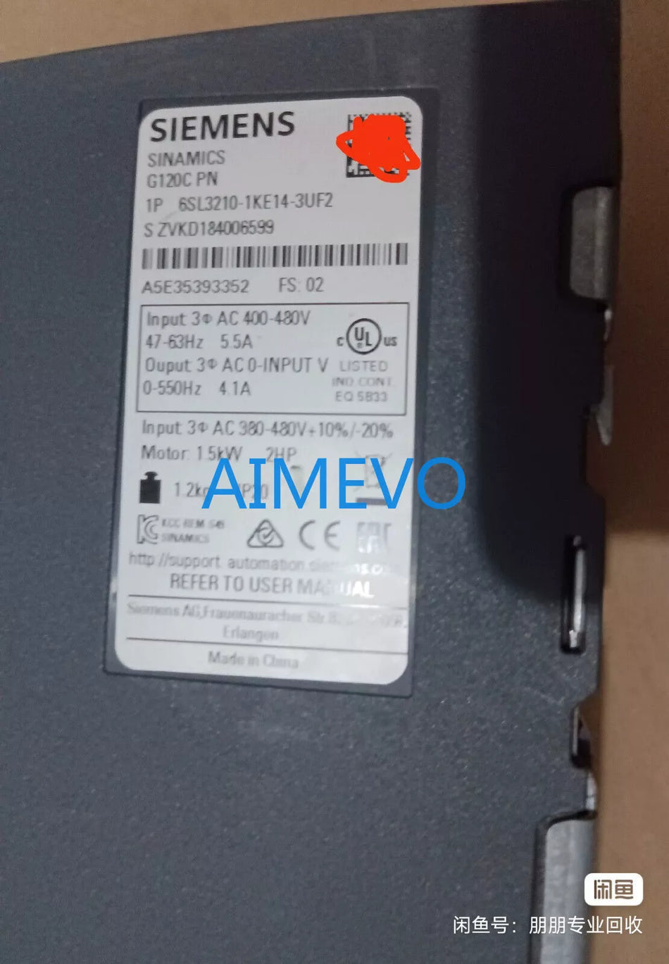 Siemens 6SL3210-1KE14-3UF2 6SL32101KE143UF2 AC Variable Frequency Drive