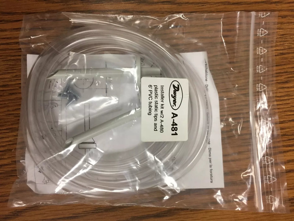 Dwyer A-481 Installer Kit with 2 A-480 Plastic Static Tips and 6' PVC Tubing