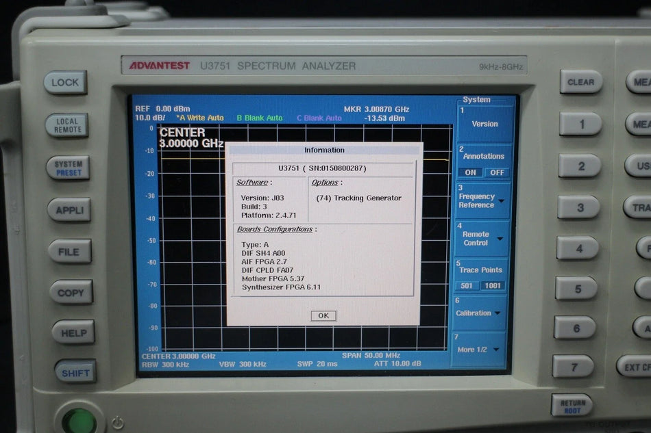 ADVANTEST U3751 /74 8GHz Spectrum Analyzer 3GHzTG