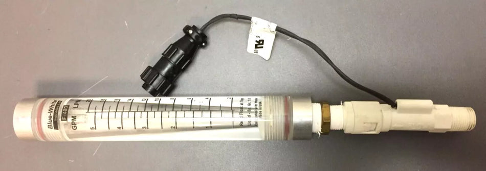 Blue White F-400 Flowmeter with GEMS FS-380P, 3/8 MNPT Piston Liquid Flow Switch