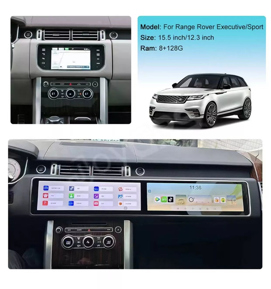 15.5 Dual Screen Android Car Radio Stereo for Range Rover Vogue L405 Sport L494