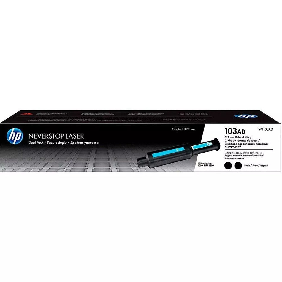 HP 103AD Dual Pack Black Original Neverstop Laser Toner Reload Kit - High Yield