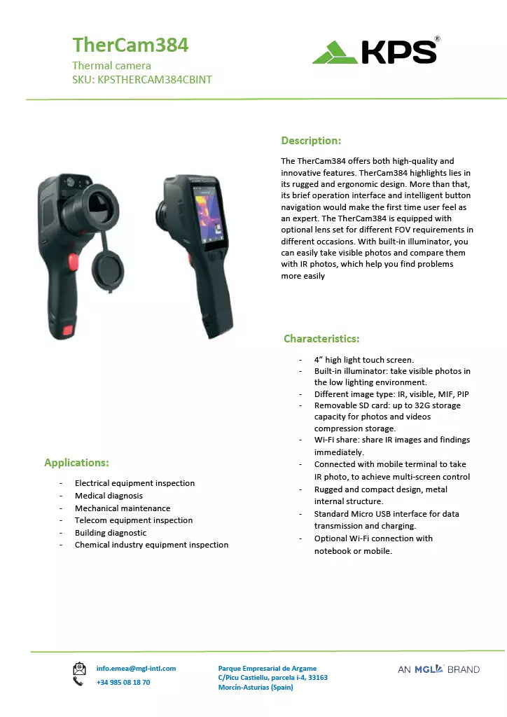 KPS TherCam384 Thermal Imaging Camera 384x288 Infrared IR -20°C to 650°C